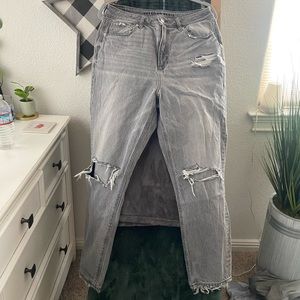American eagle grey high waisted mom jeans